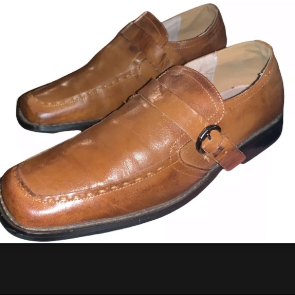Fratelli Select Brown Leather Slip-On Loafers With Strap Dress Shoes Men’s Sz 12